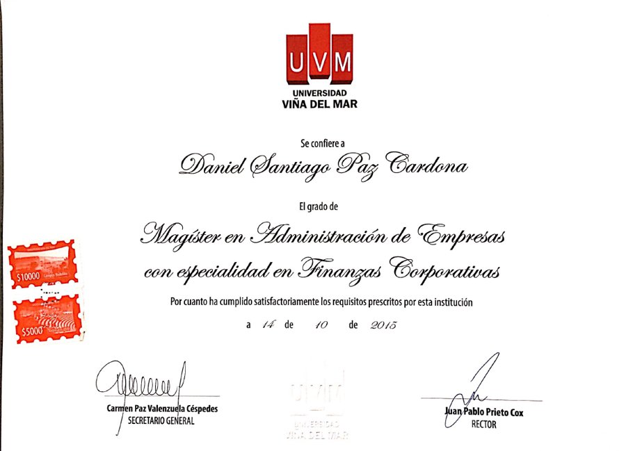 Título MBA Finanzas Corporativas